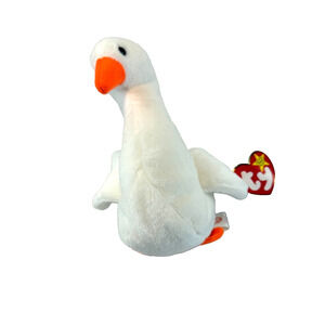 1996 Ty Gracie the Swan Beanie Baby White/Orange Plush Bean Bag Vintage Toy